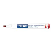 Milan Rotuladores para Pizarra Blanca con Punta Biselada - Punta 1 - 4 mm - Tinta a Base de Alcohol - Borrable en Seco - Color Rojo
