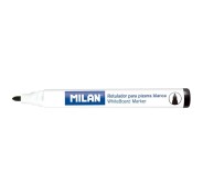 Milan Rotuladores para Pizarra Blanca con Punta Redonda - Punta 4.7 mm - Tinta a Base de Alcohol - Borrable en Seco - Color Negro
