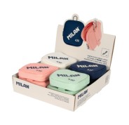 Milan Serie 1918 430 Expositor con 12 Monederos Pequeños - Tamaño Monedero 10,3x10x2,5cm - Cierre de Cremallera - Mosqueton de Aluminio - Colores Surtidos