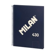 Milan Serie 1918 Cuaderno Espiral Formato A4 Pautado 7mm - 80 Hojas de 95 gr/m2 - Microperforado, 4 Taladros - Color Azul Oscuro