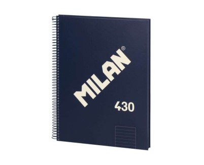 Milan Serie 1918 Cuaderno Espiral Formato A4 Pautado 7mm - 80 Hojas de 95 gr/m2 - Microperforado, 4 Taladros - Color Azul Oscuro