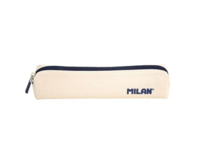 Milan Serie 1918 Estuche Mini Redondo - Tejido Resistente a las Roturas y Rasgaduras - Medidas 20,5x4,5x5cm - Color Beige
