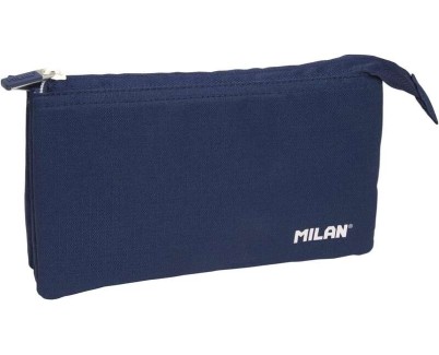 Milan Serie 1918 Estuche Portatodo 5 Compartimentos - Tejido Resistente a las Roturas y Rasgaduras - Medidas 22x12x4cm - Color Azul Oscuro