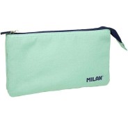 Milan Serie 1918 Estuche Portatodo 5 Compartimentos - Tejido Resistente a las Roturas y Rasgaduras - Medidas 22x12x4cm - Color Verde