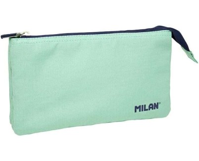 Milan Serie 1918 Estuche Portatodo 5 Compartimentos - Tejido Resistente a las Roturas y Rasgaduras - Medidas 22x12x4cm - Color Verde