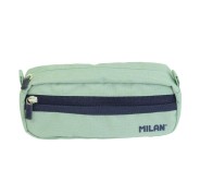 Milan Serie 1918 Estuche Portatodo Rectangular 2 Compartimentos - Tejido Resistente a las Roturas y Rasgaduras - Medidas 21x8,5x6,1cm - Color Verde