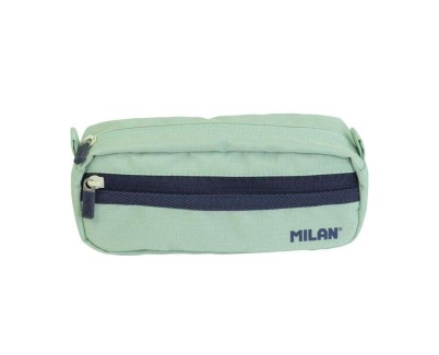 Milan Serie 1918 Estuche Portatodo Rectangular 2 Compartimentos - Tejido Resistente a las Roturas y Rasgaduras - Medidas 21x8,5x6,1cm - Color Verde