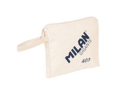 Milan Serie 1918 Gigante 403 Bolsa de Mano - Tama&ntilde;o 26,5x22x3cm - Cierre de Cremallera - 100% Algodon - Color Beige