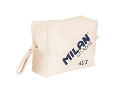 Milan Serie 1918 Gigante 403 Neceser de Gran Capacidad - Tamaño 27x20x11cm - 2 Compartimentos Interiores - Cierre de Cremallera - 100% Algodon - Color Beige