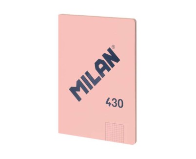 Milan Serie 1918 Libreta Encolada Formato A4 Cuadricula 5x5mm - 48 Hojas de 95 gr/m2 - Microperforado - Tapa Blanda - Color Rosa