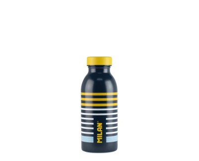 Milan Serie Especial Swims Botella Isotermica 0.35L - Doble Pared de Acero Inoxidable - Liquidos Calientes hasta 12h, Frios hasta 24h - Color Azul Marino/Amarillo