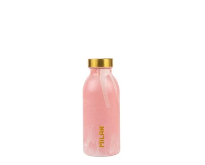 Milan Serie Lava Botella Isotermica 0.35L - Doble Pared de Acero Inoxidable - Liquidos Calientes hasta 12h, Frios hasta 24h - Color Rosa