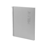 Milan Shadow Cuaderno Espiral Formato A4 Pautado 1 Linea - 80 Hojas de 95 gr/m2 Microperforadas y con 4 Taladros - Tapa Dura - Color Gris