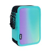 Milan Sunset Plumier de 3 Pisos con Goma de Borrar, Sacapuntas, Lapiz, 3 Boligrafos Capsule, Regla, 12 Lapices de Colores, 6 Lapices de Colores Metalizados, 5 Fluorescentes, Tijeras y 18 Rotuladores - Color Turquesa