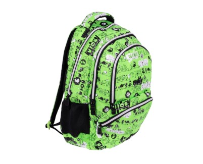 Milan Tandem 2 Mochila Escolar 25L - Bolsillos Laterales de Malla - Compartimento Interior para Portatil - 4 Cremalleras - 46.5x30x17cm - Color Verde