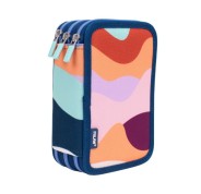 Milan The Fun Plumier de 3 Pisos con Goma de Borrar, Sacapuntas, Lapiz, 3 Boligrafos Capsule, Regla, 12 Lapices de Colores, 6 Lapices de Colores Metalizados, 5 Fluorescentes, Tijeras y 18 Rotuladores