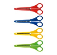 Milan Tijeras con Funda - Regla Integrada de 5cm - Punta Redondeada - Acero Inoxidable de 14.7cm - Colores Surtidos