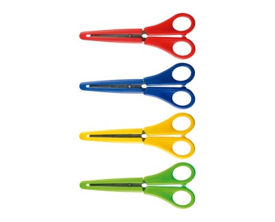 Milan Tijeras con Funda - Regla Integrada de 5cm - Punta Redondeada - Acero Inoxidable de 14.7cm - Colores Surtidos