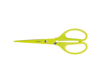 Milan Tijeras Oficina Acid con Cuchilla de Acero Inoxidable - Mango de Plastico Simetrico - Longitud 17cm - Color Amarillo