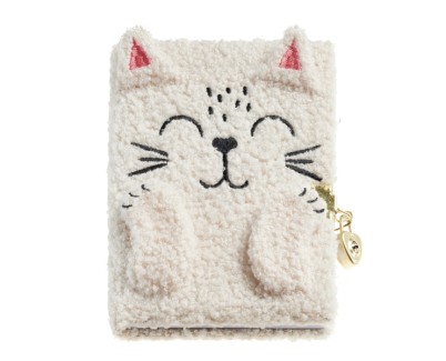 Miquel Rius Back2Fun Diario Secreto Peluche Gato - 80 Hojas Rayadas de Papel 80gr - Cierre con Llave