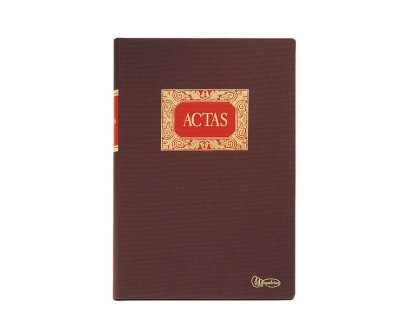 Miquel Rius Libro de Actas - Tamaño Folio Natural - 100 Hojas - Forrado en Tela - Detalles en Stamping - Corte de Color Azul