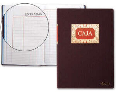 Miquel Rius Libro de Caja M.D con Entradas y Salidas - Tama&ntilde;o Folio Natural - 100 Hojas - Forrado en Tela - Detalles en Stamping - Corte de Color Azul