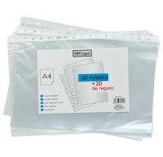 MKtape Pack de 100 Fundas Multitaladro Portadocumentos - Formato A4 - 0.5 Micras - Color Transparente