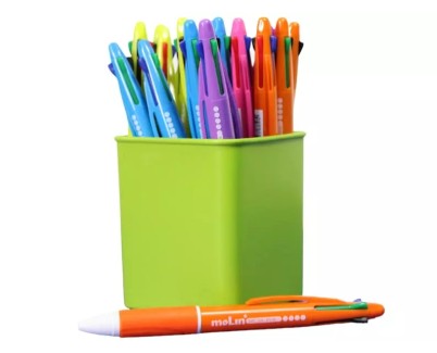 Molin Pack de 25 Boligrafos Retractiles de 4 Colores - Punta de Bola Media - Tinta Base de Aceite - Cuerpo de Colores Surtidos
