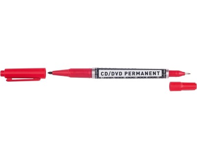 Molin Rotulador Permanente para CD, DVD - Doble Punta 0.4 y 1mm - Tinta Permanente con Base Alcohol - Color Rojo