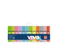 Molin Viva Pack de 12 Marcadores Fluorescentes - Trazo entre 1 y 5mm - Tinta con Base de Agua - Colores Surtidos