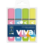 Molin Viva Pack de 4 Marcadores Fluorescentes - Trazo entre 1 y 5mm - Tinta con Base de Agua - Colores Surtidos