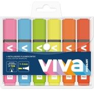 Molin Viva Pack de 6 Marcadores Fluorescentes - Trazo entre 1 y 5mm - Tinta con Base de Agua - Colores Surtidos