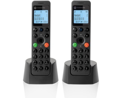 Motorola DOT202 Telefono Inalambrico Dect + 1 Supletorio - Bloqueo Llamadas - Agenda 100 contactos - Color Negro