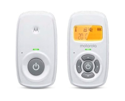 Motorola Nursery AM24 Vigilabebes de Audio - Alcance hasta 300m en Exterior y 50m en Interior - Conexion DECT - Sensor de Temperatura - Color Blanco