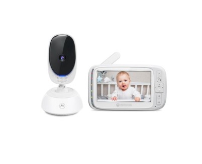 Motorola Nursery VM75 Vigilabebes con Camara - Sonidos de nanas - Comunicacion Bidireccional - Pantalla 5\" - Sensor de Temperatura - Color Blanco