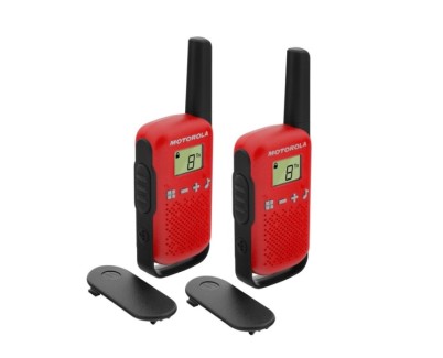 Motorola T42 Pack 2 Walkie Talkies - 16 Canales PMR446 - Alcance hasta 4Km - Autonomia hasta 18h - Color Rojo