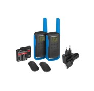 Motorola T62 Pack 2 Walkie Talkies - 16 Canales PMR446 + 121 Codigos de Privacidad- Alcance hasta 8Km - Autonomia hasta 29h - Color Azul