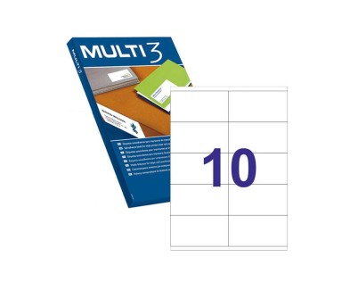 Multi3 Pack de 1.000 Etiquetas Blancas Cantos Rectos Tama&ntilde;o 105.0X57.0mm con Adhesivo Permanente para Multiples Usos