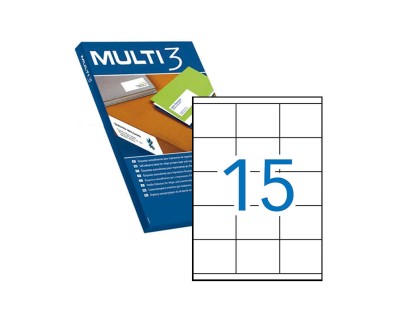 Multi3 Pack de 1.500 Etiquetas Blancas Cantos Rectos Tamaño 70.0X50.8mm con Adhesivo Permanente para Multiples Usos