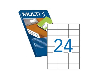 Multi3 Pack de 12.000 Etiquetas Blancas Cantos Rectos Tamaño 70.0X37.0mm con Adhesivo Permanente para Multiples Usos