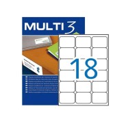Multi3 Pack de 1800 Etiquetas Blancas Tamaño 63,5x46,6mm - Cantos Romos - Aptas para Imprimir