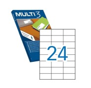 Multi3 Pack de 2.400 Etiquetas Blancas Cantos Rectos Tamaño 70X37mm con Adhesivo Permanente para Multiples Usos