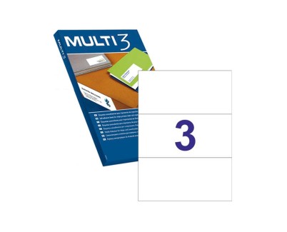 Multi3 Pack de 300 Etiquetas Blancas Cantos Rectos Tama&ntilde;o 210.0X99.0mm con Adhesivo Permanente para Multiples Usos