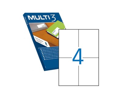 Multi3 Pack de 400 Etiquetas Blancas Cantos Rectos Tamaño 105.0X148.0mm con Adhesivo Permanente para Multiples Usos