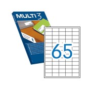 Multi3 Pack de 6.500 Etiquetas Blancas Cantos Rectos Tamaño 38.0X21.2mm con Adhesivo Permanente para Multiples Usos