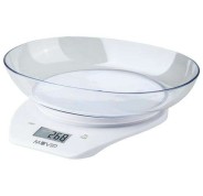 Muvip Bascula de Cocina Digital con Bol - Bol Transparente de 1.5L - Sensor de Alta Precision - Peso Max. 5kg