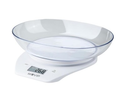 Muvip Bascula de Cocina Digital con Bol - Bol Transparente de 1.5L - Sensor de Alta Precision - Peso Max. 5kg