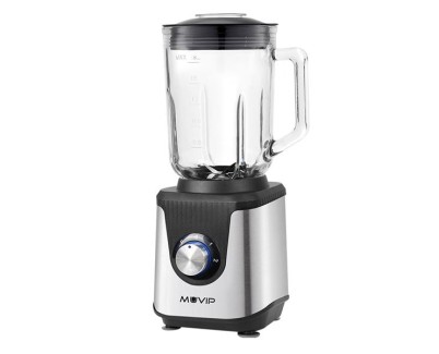 Muvip Batidora de Vaso 1800W 1.8L - 2 Velocidades - Funcion Pulse - Cuerpo Acero Inoxidable - Cuchillas Dentadas con Recubrimiento de Titanio