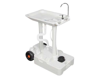 Muvip Carrito de Lavabo Portatil - Capacidad 30 Litros - Dise&ntilde;o de Montaje Rapido - Incorpora Colgador para Toalla - Color Blanco