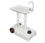 Muvip Carrito de Lavabo Portatil - Capacidad 30 Litros - Diseño de Montaje Rapido - Incorpora Colgador para Toalla - Color Blanco